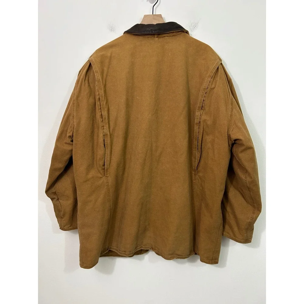 Vintage J. Crew Barn Jacket Mens Large Brown Plaid Lined Field Coat Oarsman - Picture 3 of 16